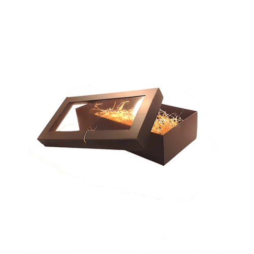 Kinkekarp 2le pudelile, must kartong aknaga