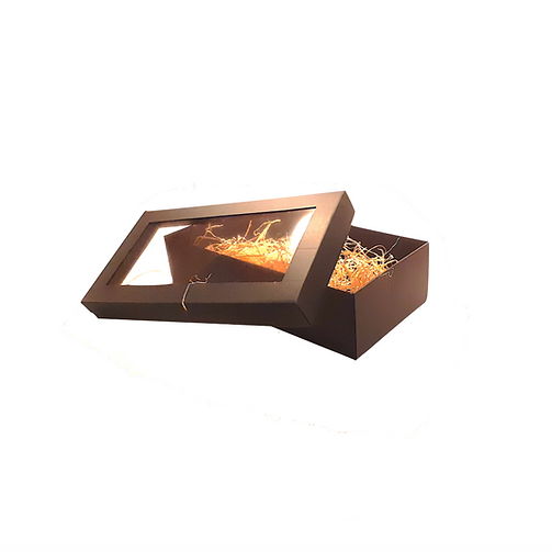 Kinkekarp 2le pudelile, must kartong aknaga