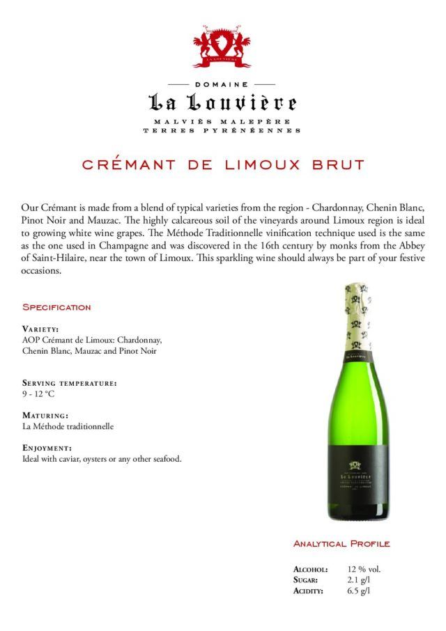 Crémant de Limoux Brut , Prantsusmaa, 75cl, 12% vol