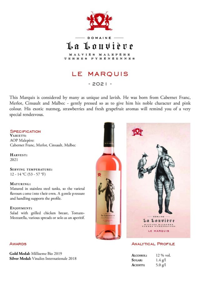 Le Marquis - AOP Malepère Rosé, Prantsusmaa, 75cl, 12,5% vol